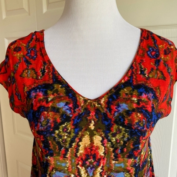 Anthropologie Maeve Watercolor Medallion Mini Sheath Dress Red Multi Small - Picture 5 of 9